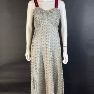 Beautiful 1930's damask silk evening gown