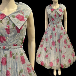 OUTSTANDING 1950's rose print dress