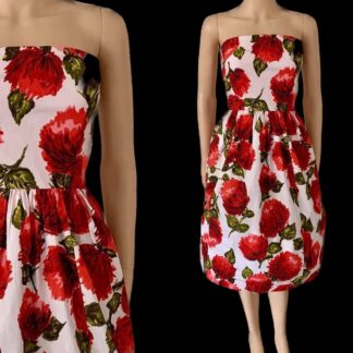 Gorgeous 1950's polished cotton strapless day dress