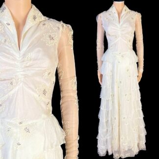 STUNNING 1930's hand painted wedding dress