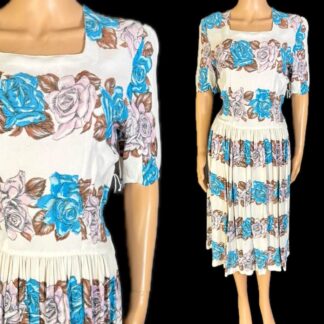 Beautiful 1940's rose print crepe day dress