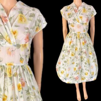 Really sweet 1950's nylon floral day dress