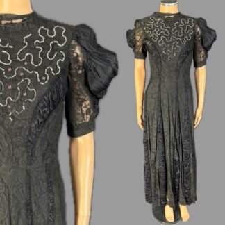 Stunning 1930's silk and lace evening dress