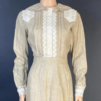 Edwardian Cotton Day Dress with Broderie Anglaise Lace