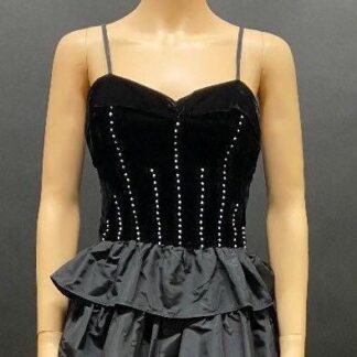 Gorgeous 1950's Velvet Cocktail Dress with Ruffled Taffeta Skirt